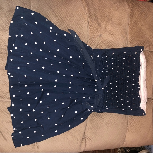 {A&F} Strapless Blue White Polka Dot Swing Dress - Picture 7 of 8